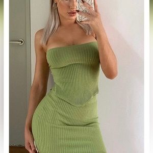 White fox green skirt set xs